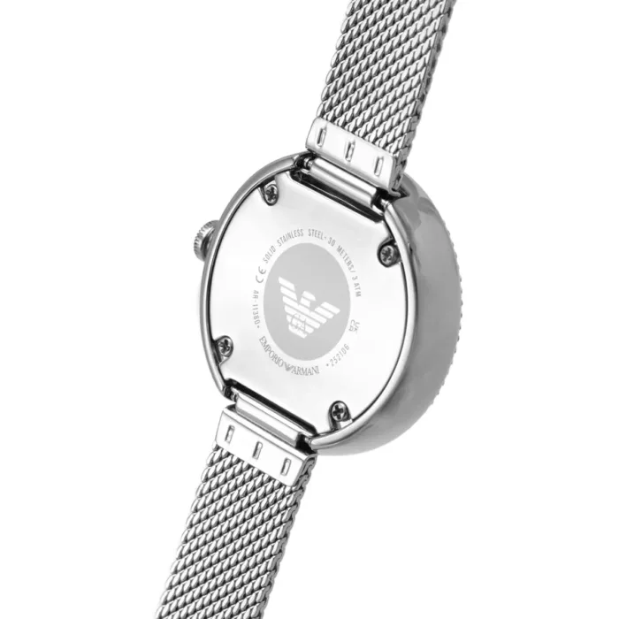 Emporio Armani Rosa Diamonds Mother of Pearl Blue Dial Silver Mesh Bracelet Watch For Women - AR11380 - Image 6